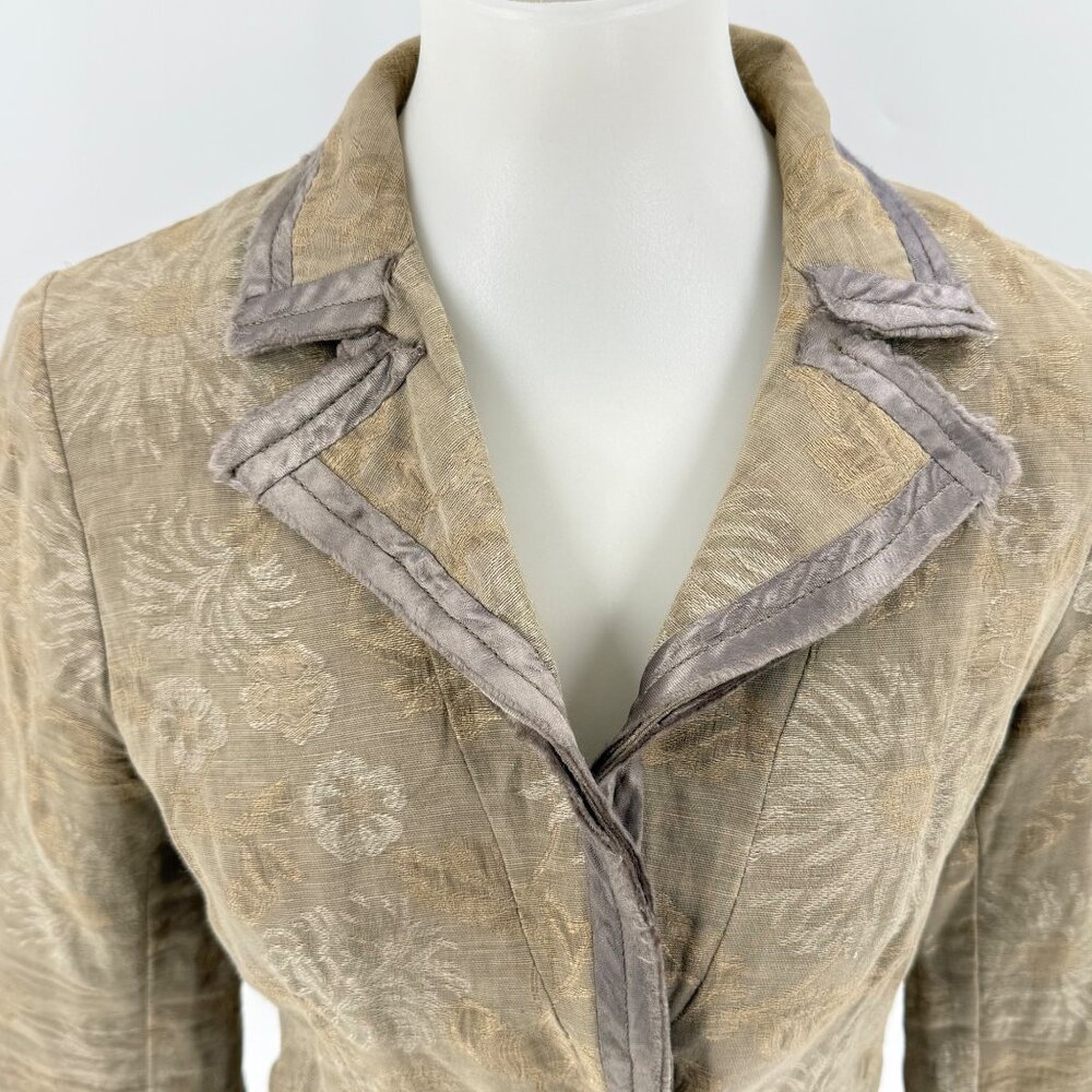 Tandem Womens Beige Floral Patterned Linen-Blend Blazer Jacket Size 34 - Picture 8 of 13